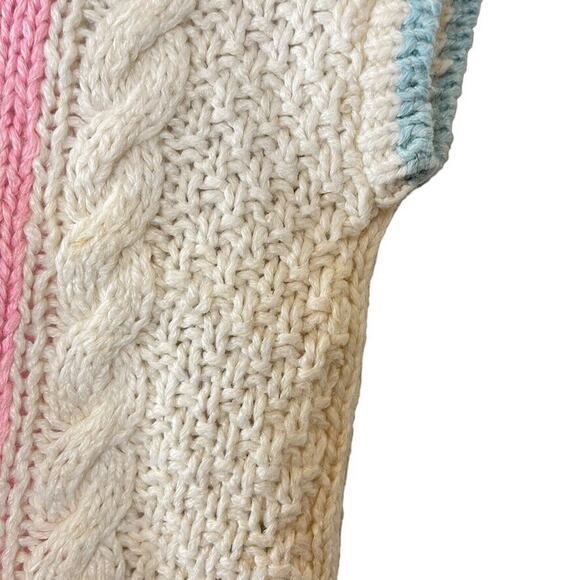 Exclusive Imports Hand Knit Womens Vintage Pink Blue Chunky Cable Knit Sweater S - Picture 8 of 16